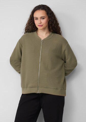 QS Sweatvest in Groen: voorkant