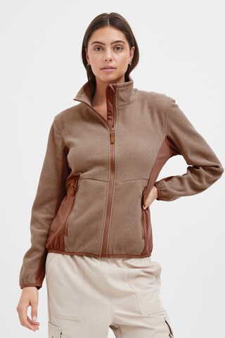 North Bend Fleece Jacket 'Helga' in Brown: front