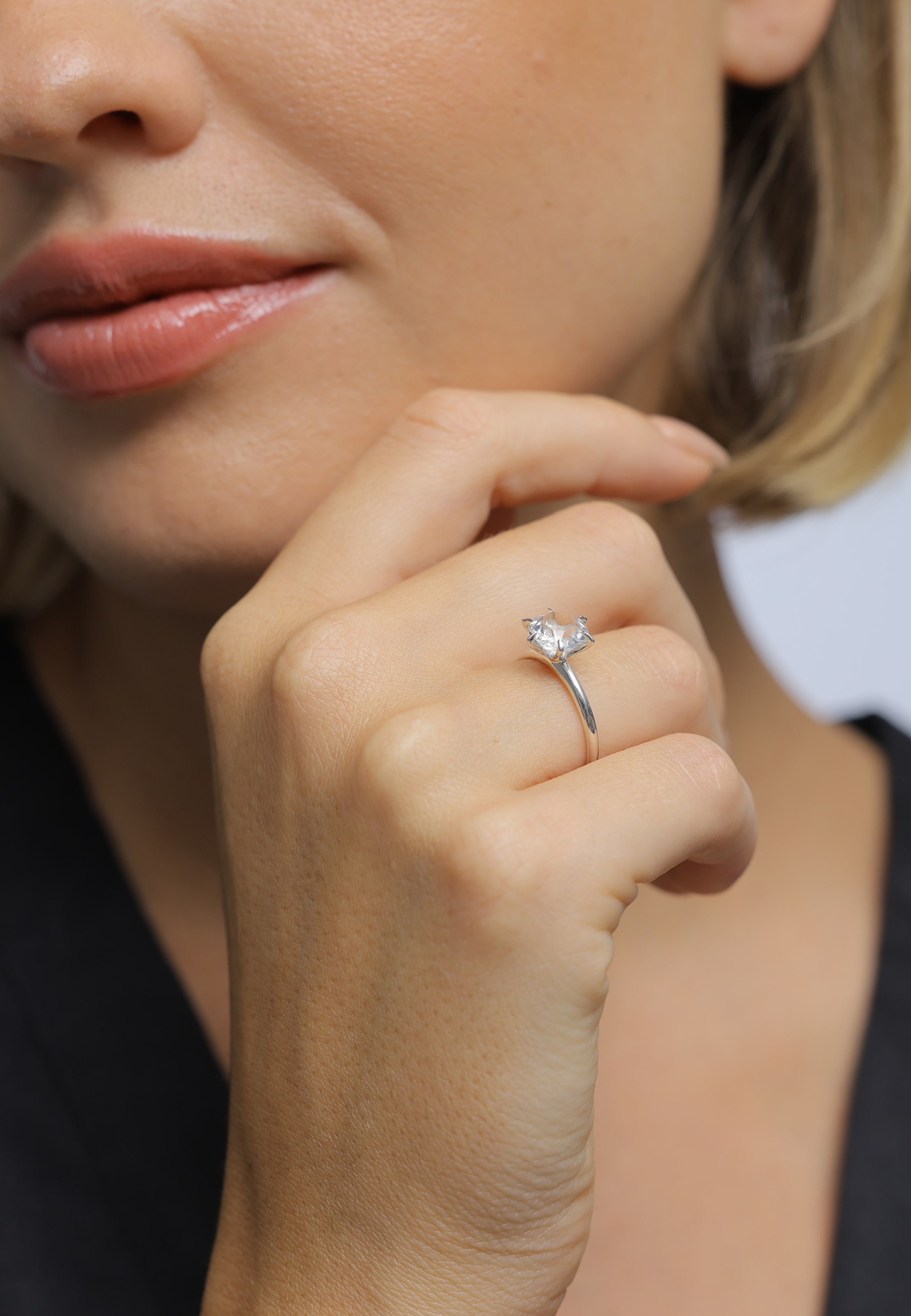 ELLI Prsteň 'Kristall' - Strieborná: predná strana