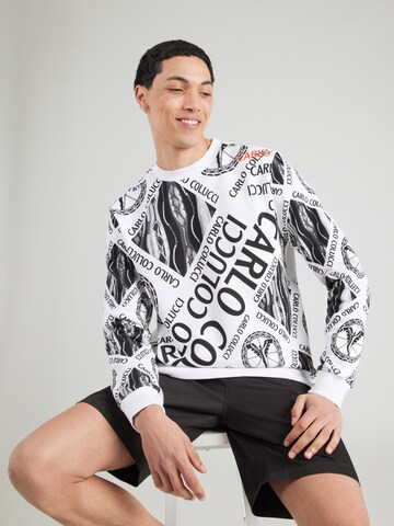 Sweat-shirt Carlo Colucci en blanc : devant