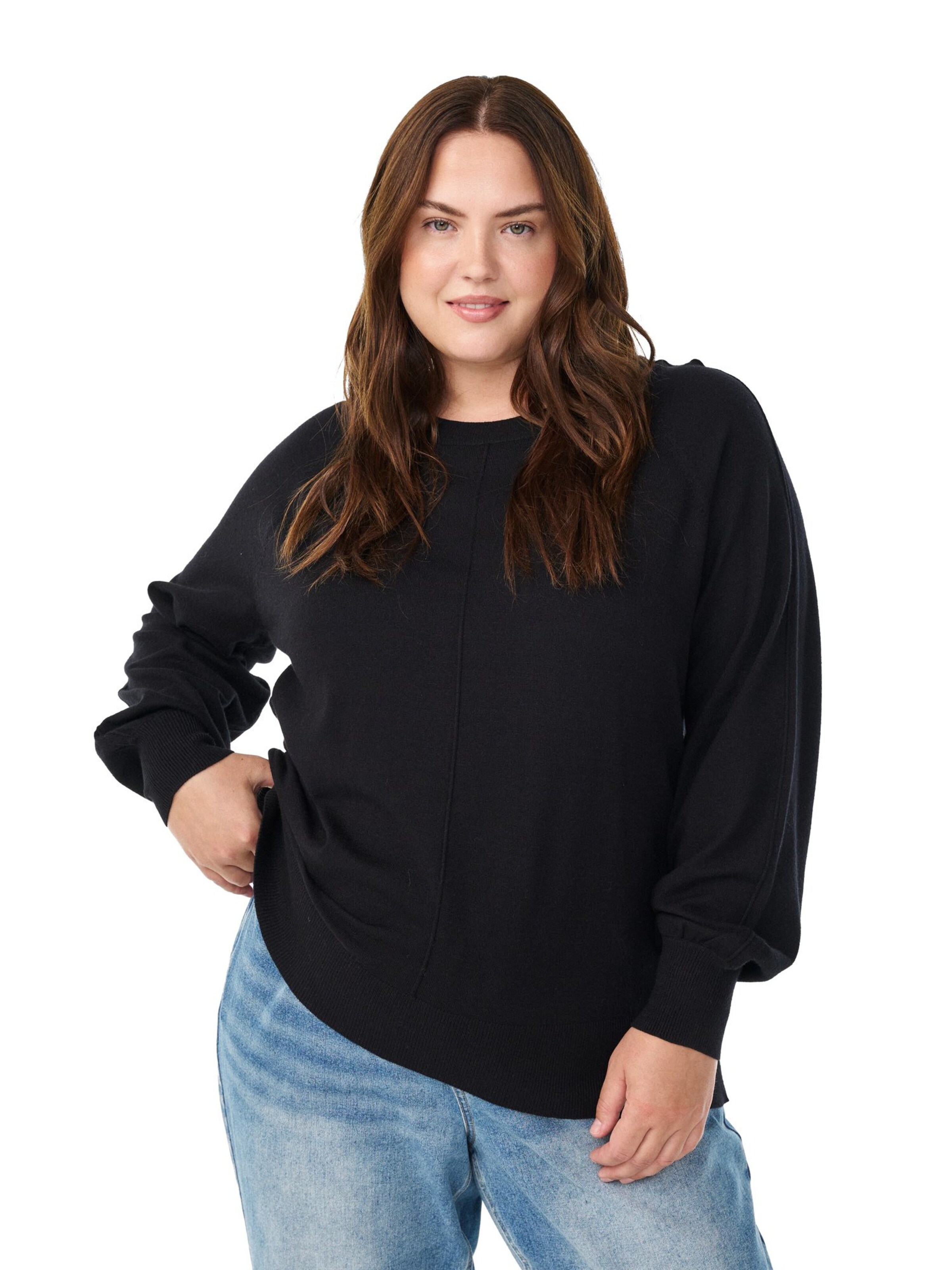 Zizzi Свитер 'CAELLA' в Черный: спереди