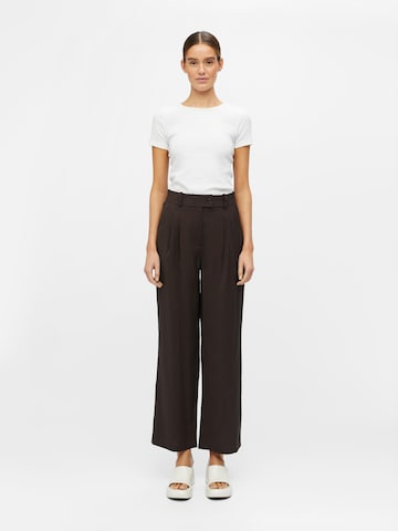 OBJECT Wide Leg Plissert bukse 'SY' i brun