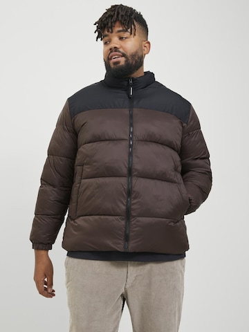 Jack & Jones Plus Winter Jacket in Brown: front