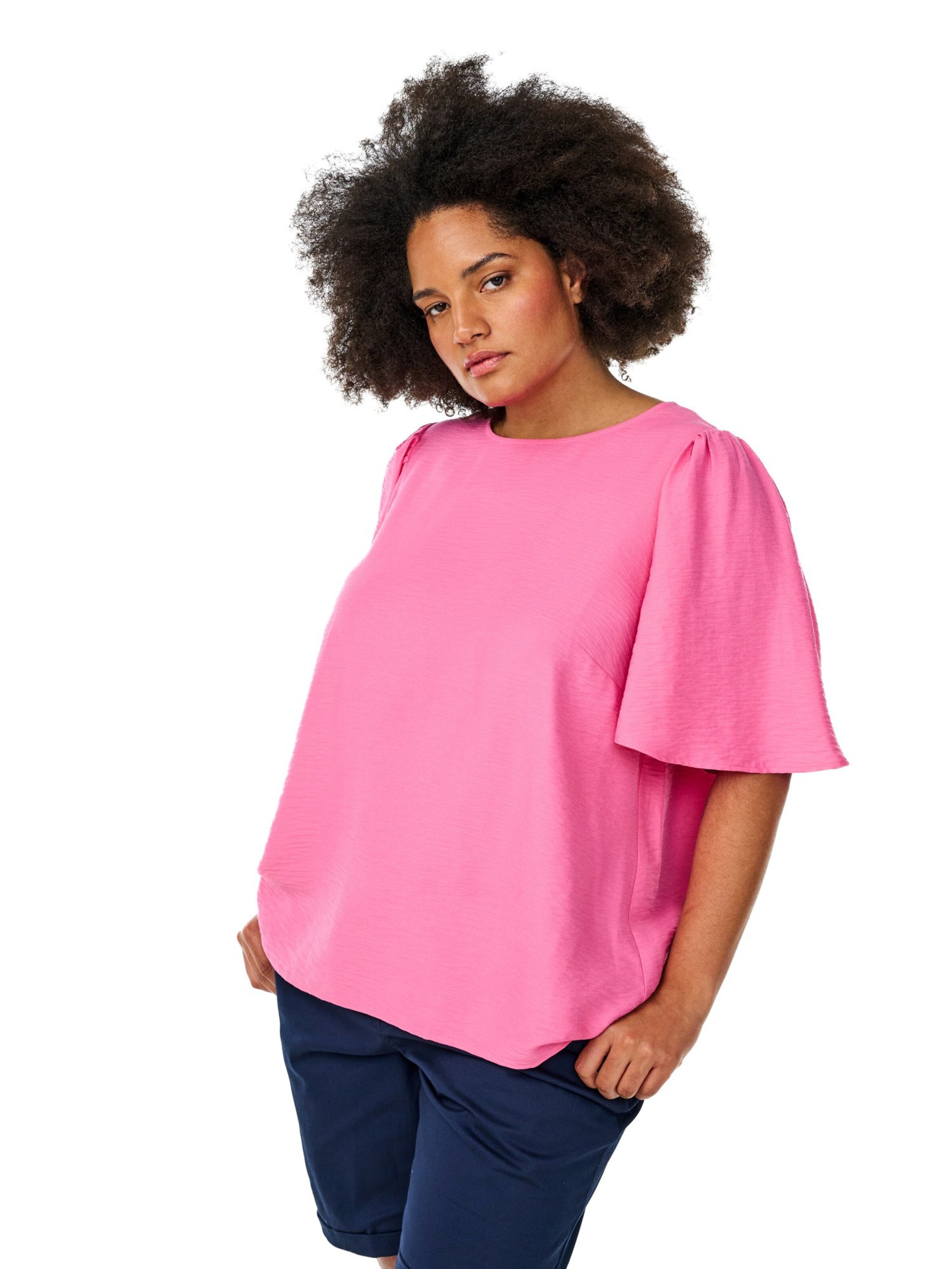 Zizzi Bluse 'Caerina' in Pink: Vorderseite