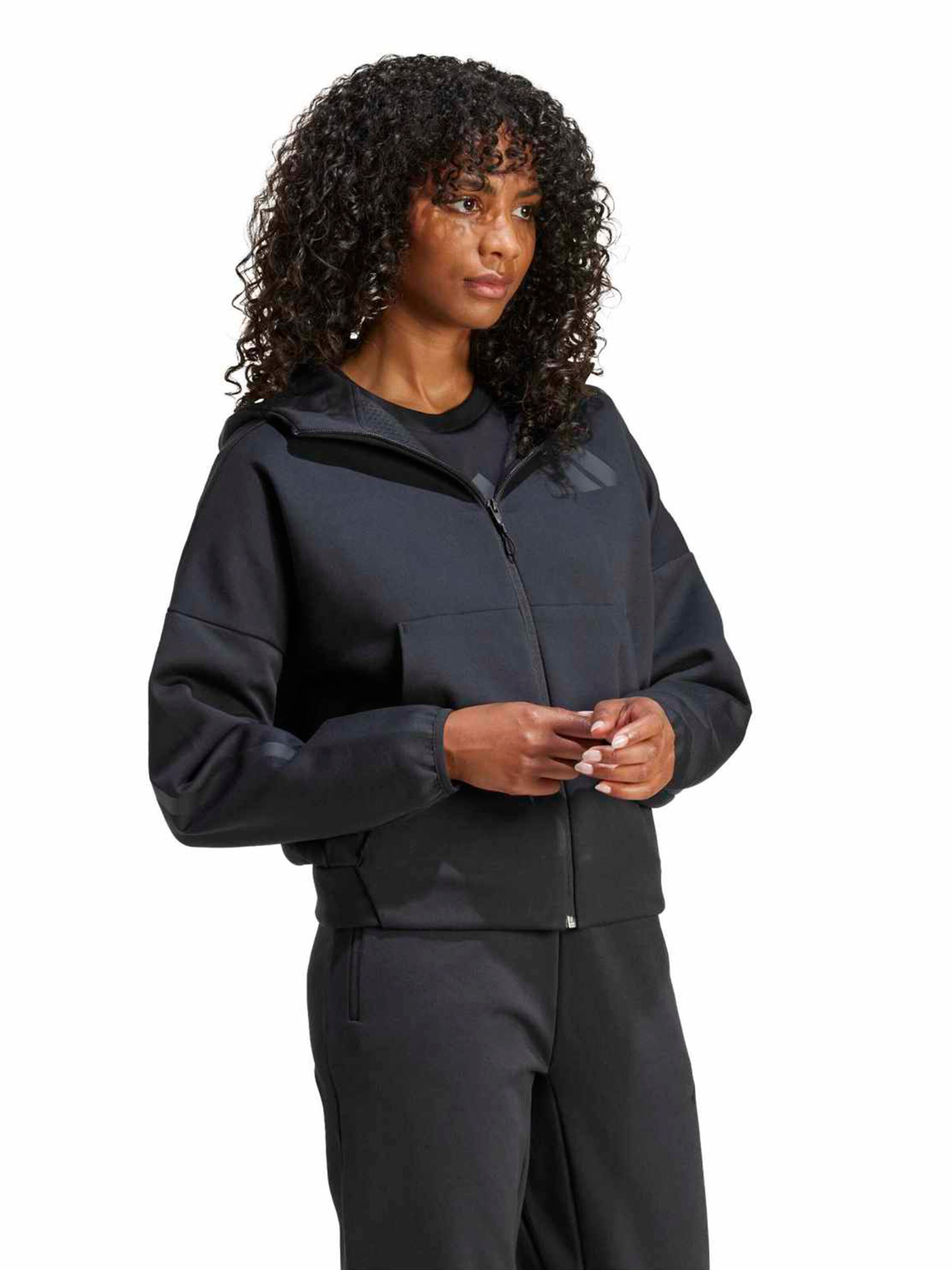 ADIDAS SPORTSWEAR Спортна жилетка с качулка 'Z.N.E.' в черно: отпред