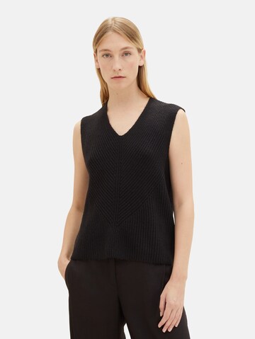 TOM TAILOR Knitted Top in Black: front