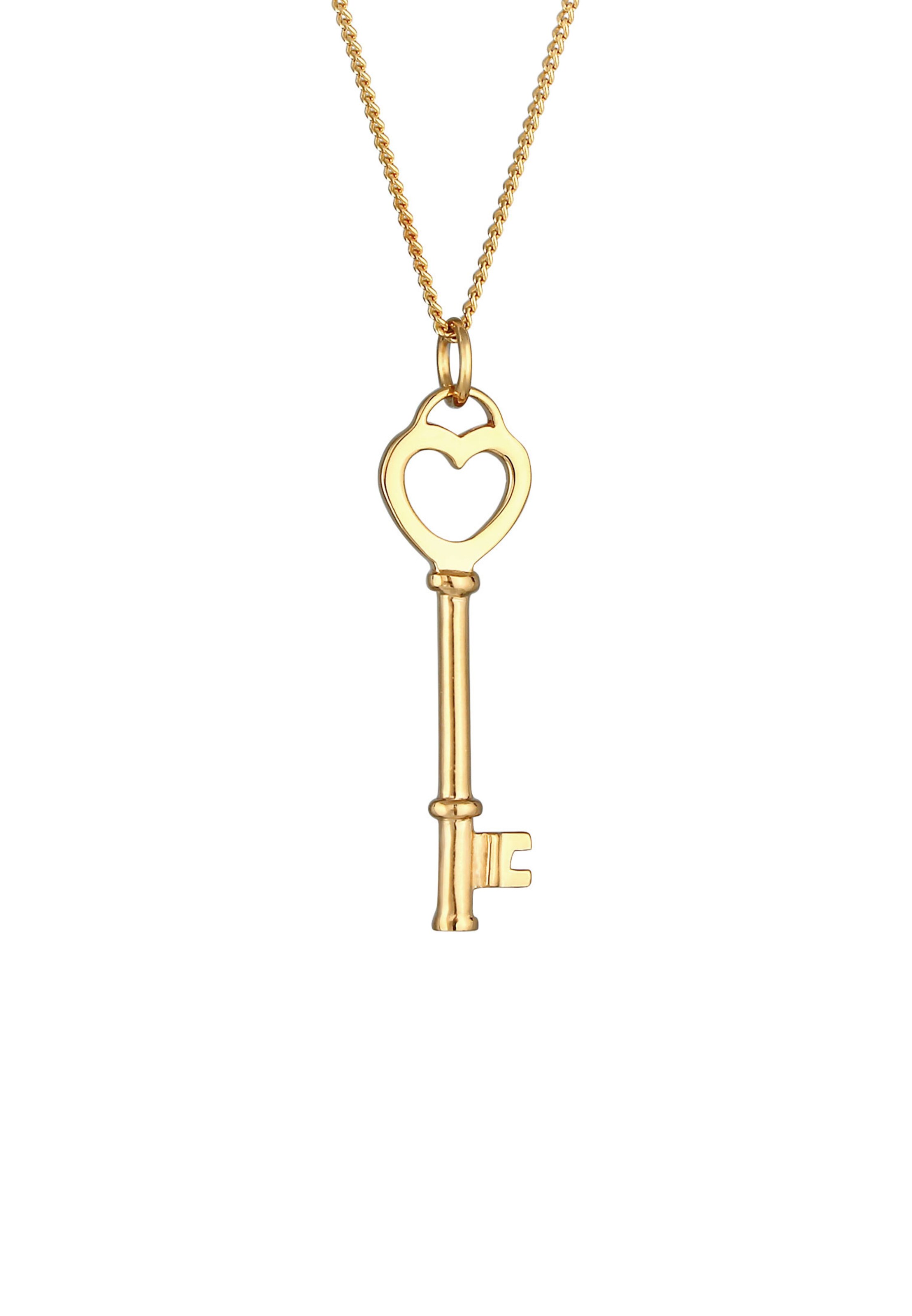 Frauen Schmuck ELLI Halskette Herz, Schlüssel in Gold - AL09994