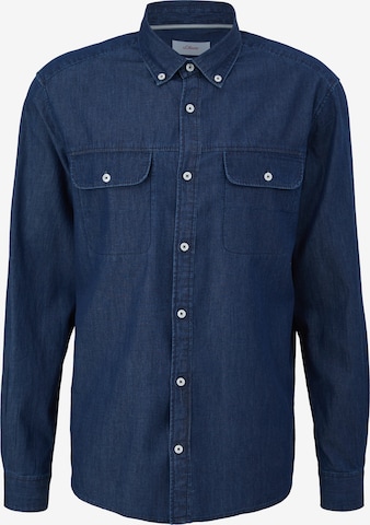 s.Oliver Regular fit Button Up Shirt in Blue: front