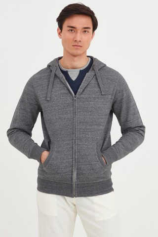 BLEND Kapuzensweatjacke 'VELNO' in Grau: predná strana