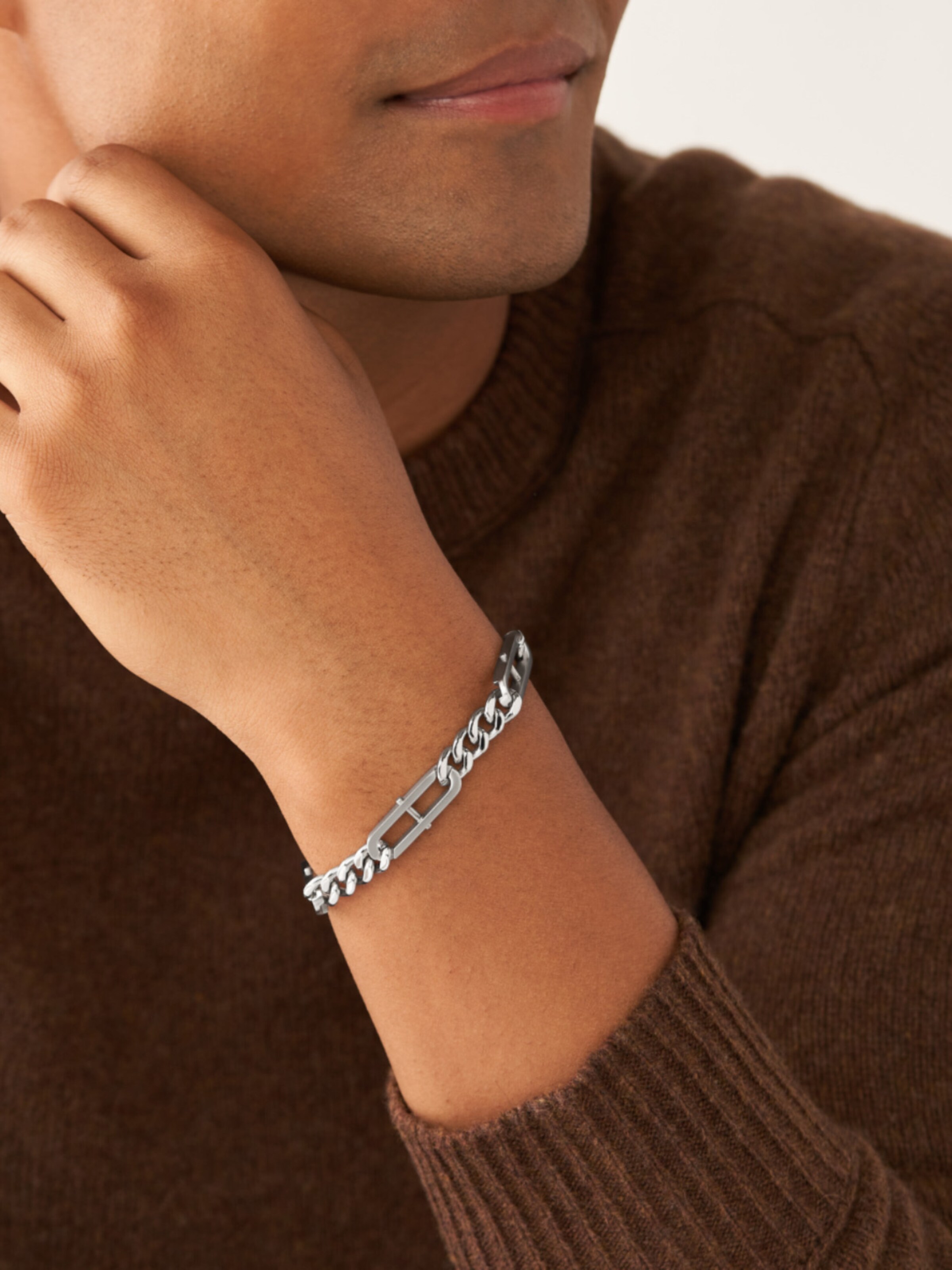 Fossil Bracelet Online - Silver Vintage Casual Adventurer Silver-Tone  Stainless Steel Chain Mens