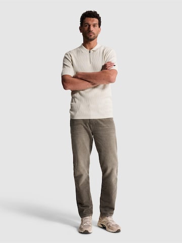 T-Shirt 'Polo shirt in cotton/modal with zipper' CAST IRON en beige