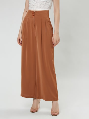 Influencer Loose fit Pleat-Front Pants in Brown: front