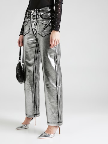 Nasty Gal Loosefit Jeans in Zilver: voorkant