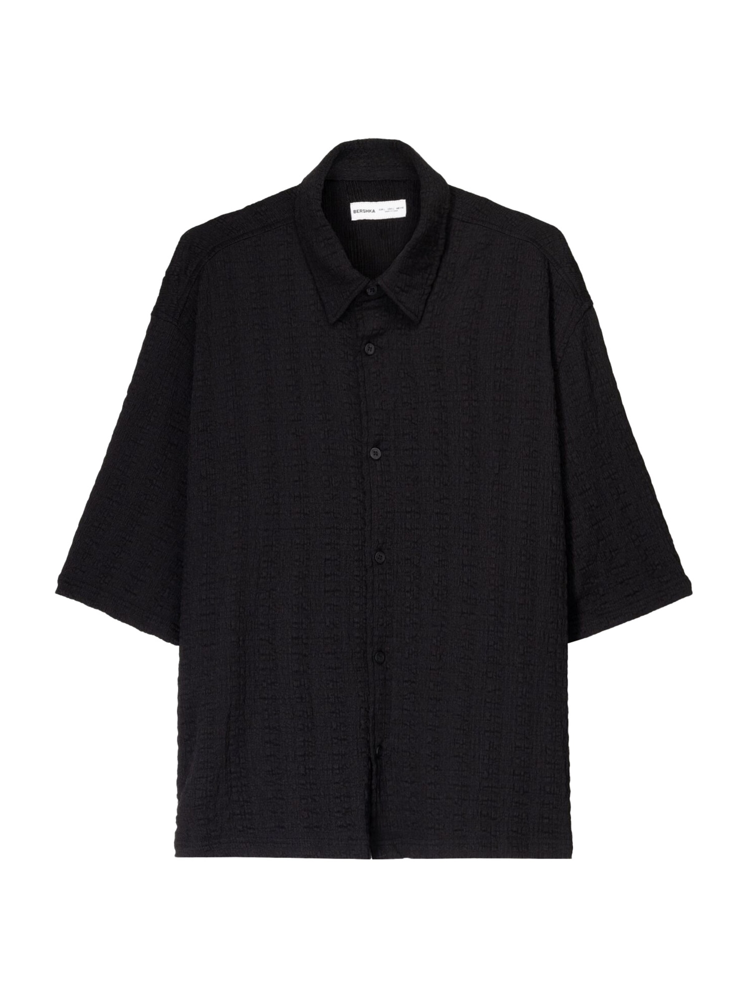 Bershka Pohodlné nošení Košile – černá: přední strana