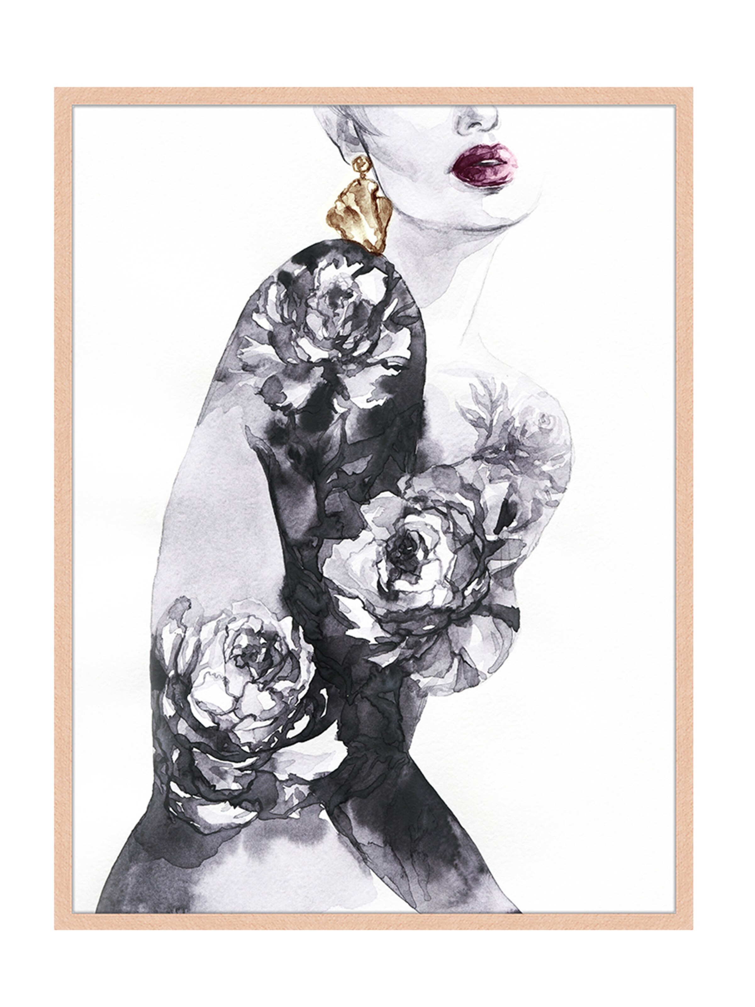 Liv Corday Image 'Woman with Flowers' in Brown: front