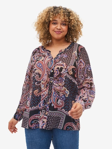 Zizzi Blouse 'Eliv' in Zwart: voorkant