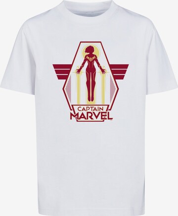ABSOLUTE CULT Shirt 'Captain Marvel - Flying Warrior' in Wit: voorkant