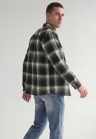 Street One MEN Regular Fit Langarm Hemd mit Karomuster in Schwarz