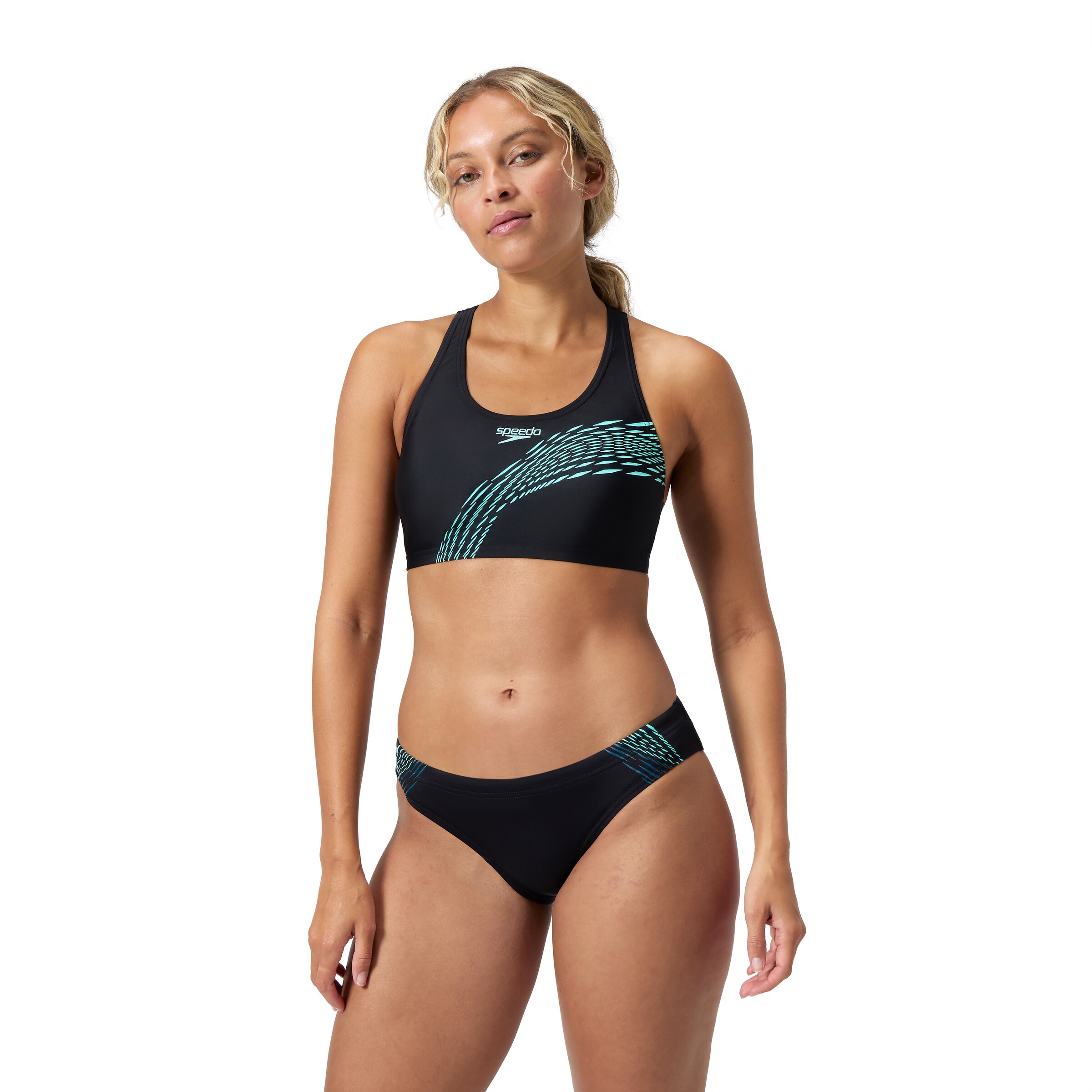 SPEEDO Bustier Sportbikini in Schwarz: Vorderseite