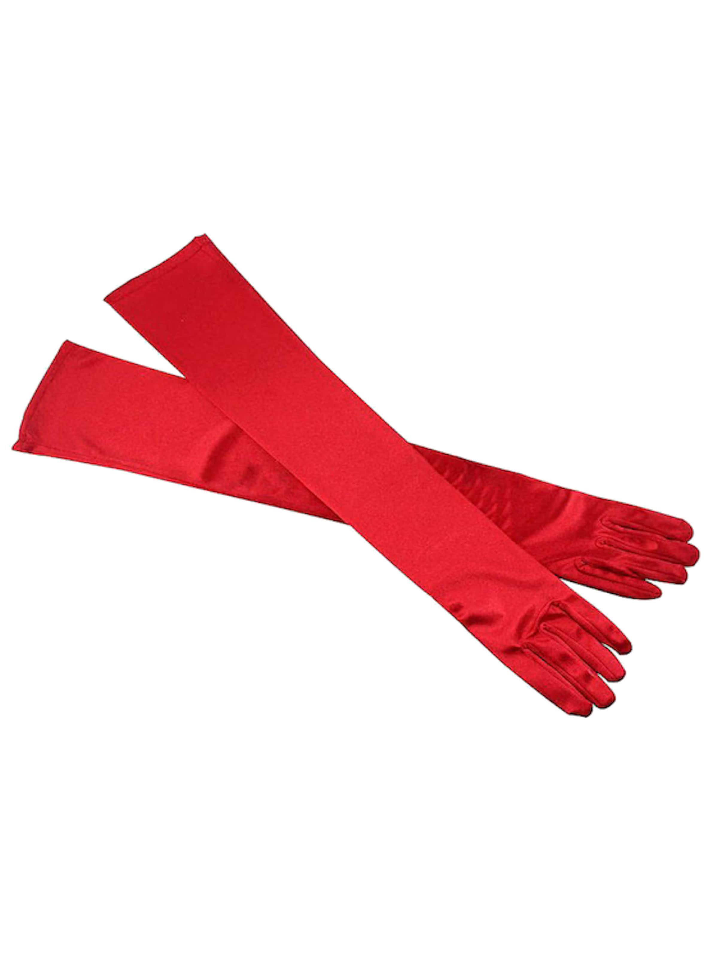 Dirndline Full Finger Gloves 'Satinhandschuhe, lang' in Red