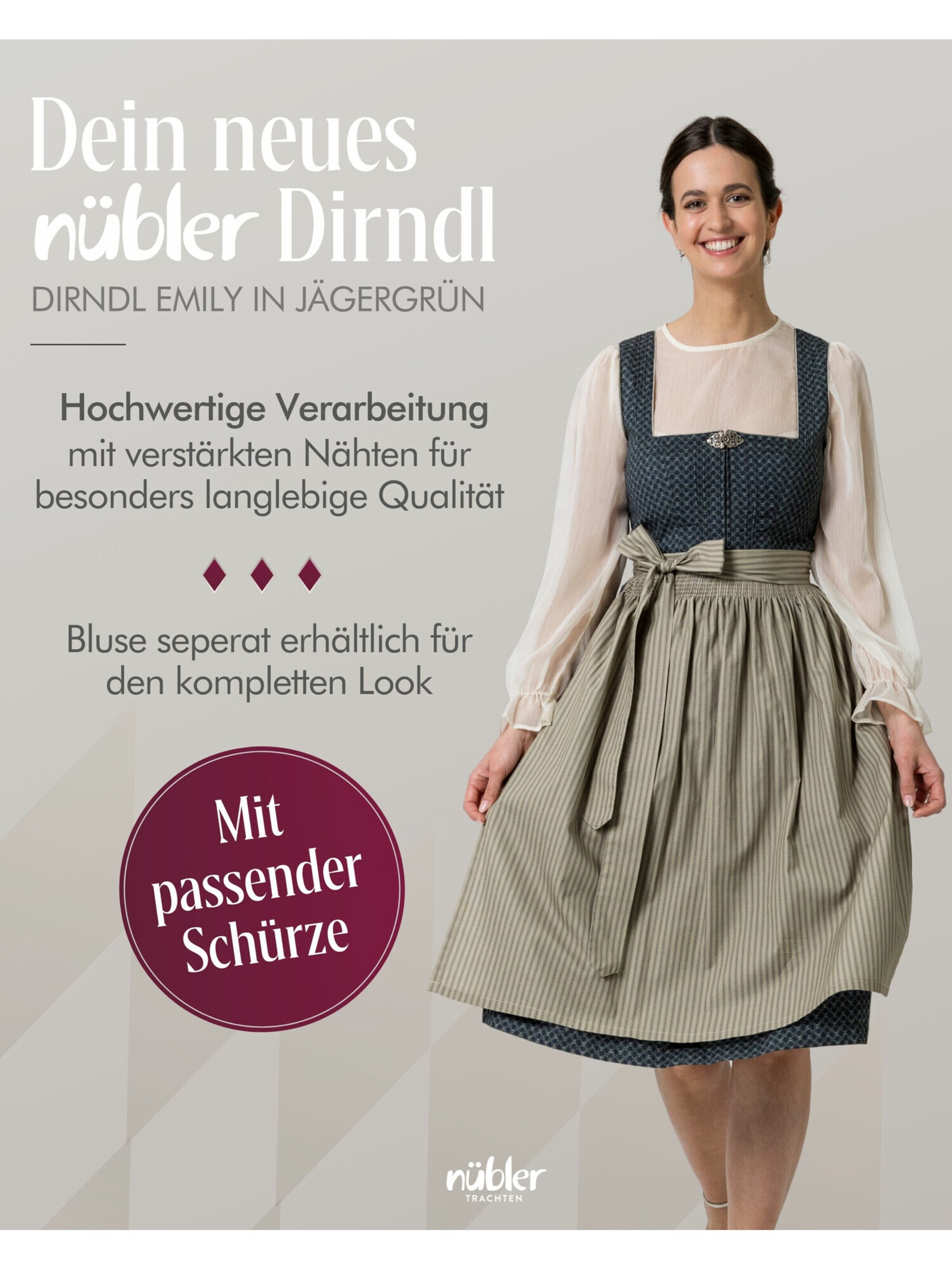 Trachtenhof Nübler Dirndl 'Midi Dirndl Emily' in Grey
