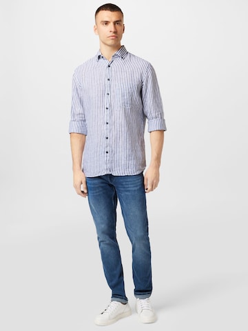 OLYMP جينز مضبوط قميص بلون أزرق