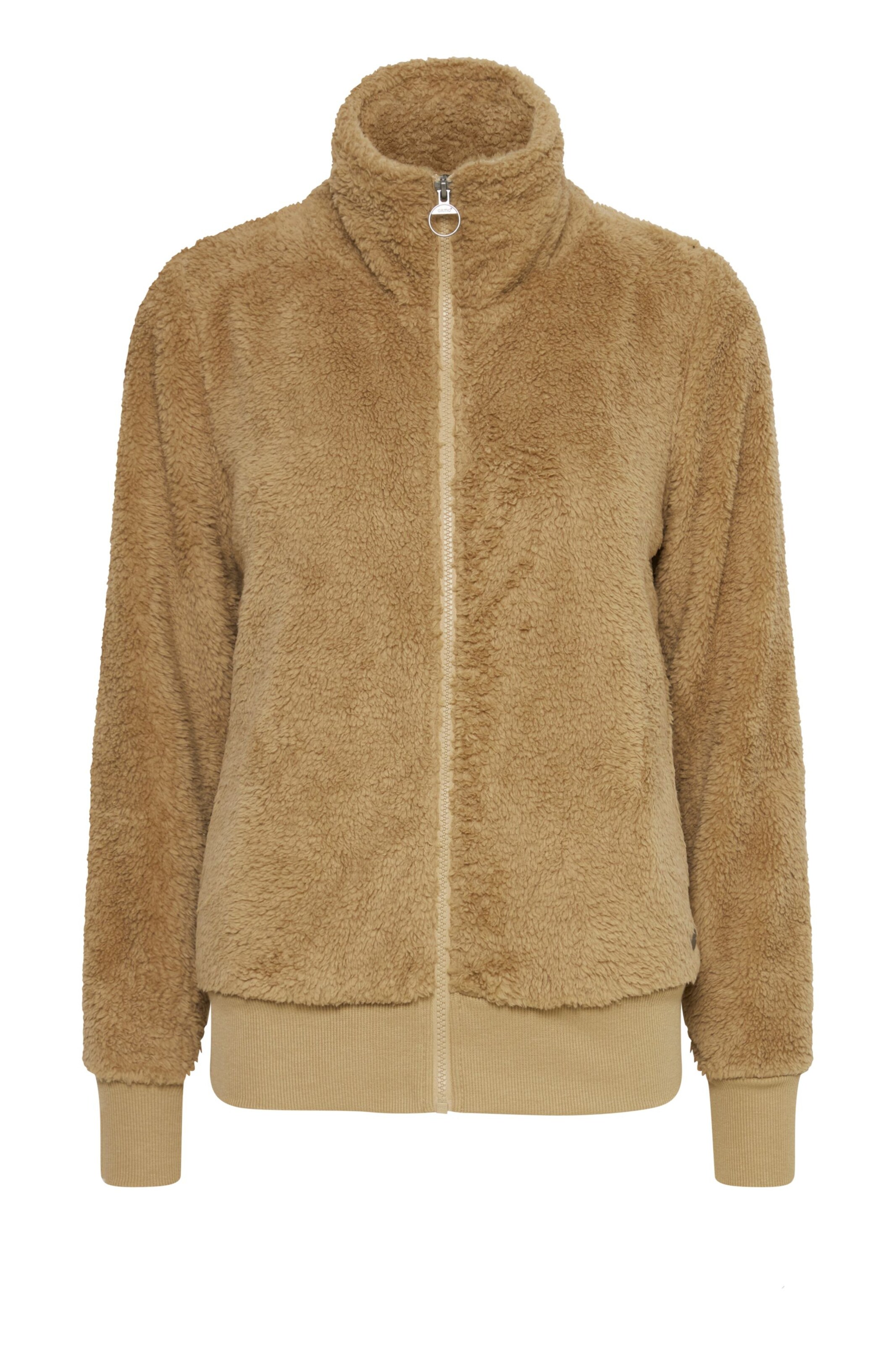Oxmo Fleecejacke 'Anneka' in Beige: Vorderseite
