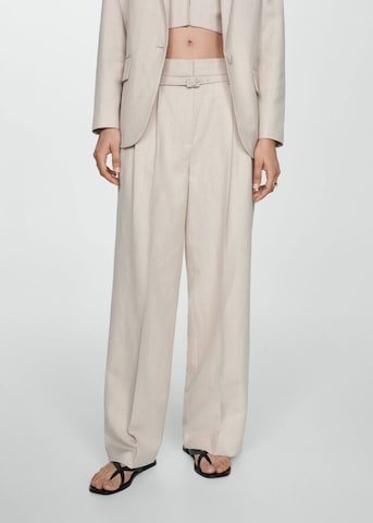 MANGO Wide Leg Bukser med fals 'Gina' i beige: forside