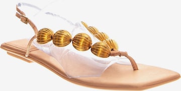 Jeffrey Campbell Sandały 'YUCATAN BEIGE SATIN GOLD' w kolorze beżowy: przód