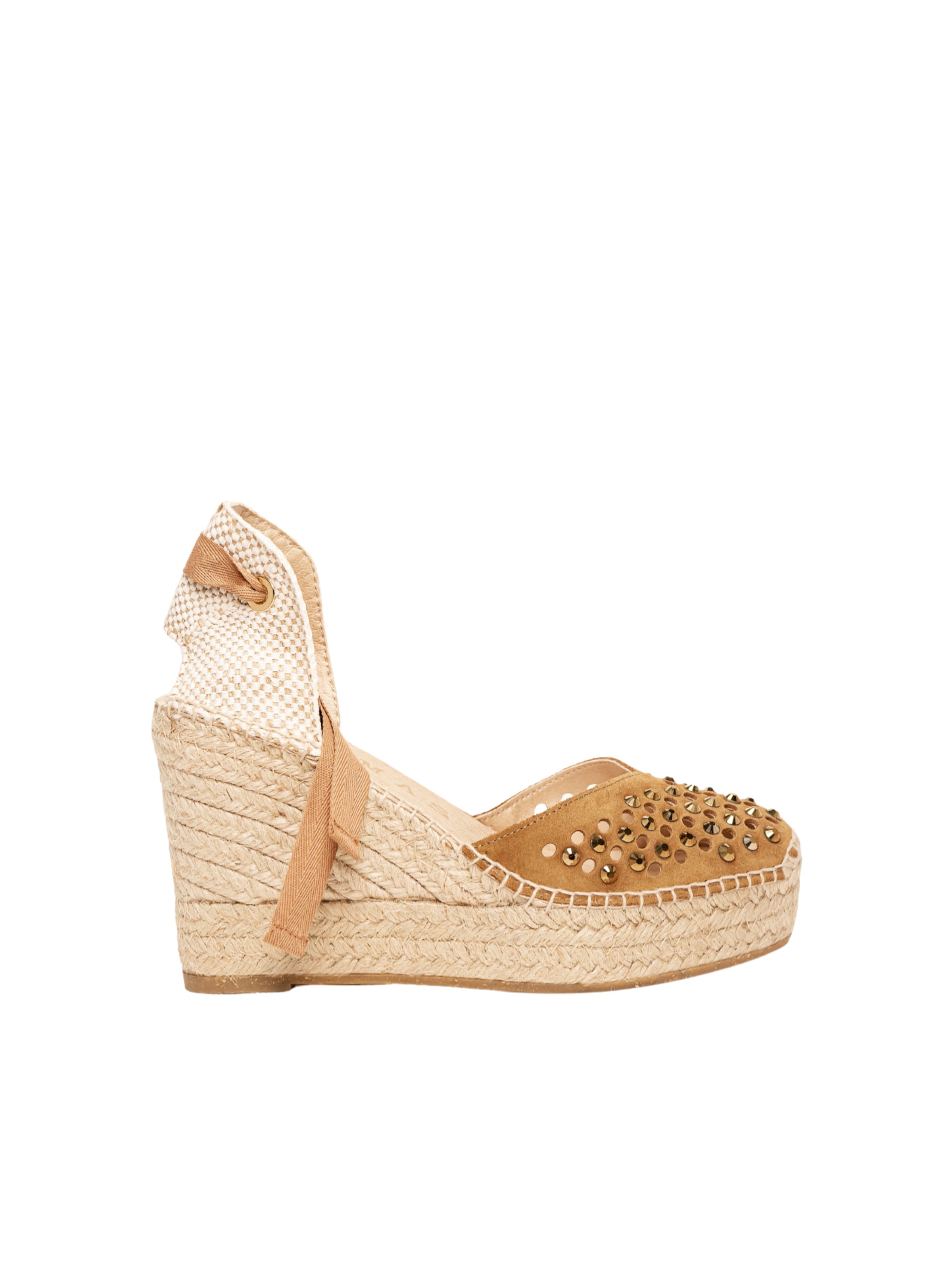 Alhamas - Sapatos abertos atrás 'Alpargata Cuña 10 cm' em bege: frente