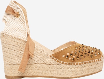 Alhamas - Zapatos destalonado 'Alpargata Cuña 10 cm' en beige: frente