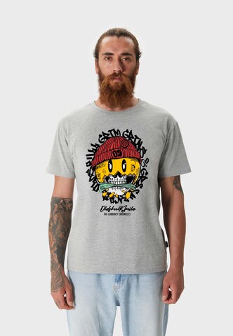 Oldskull Shirt 'Xtreme Smiley Cash Skull' in Grey: front