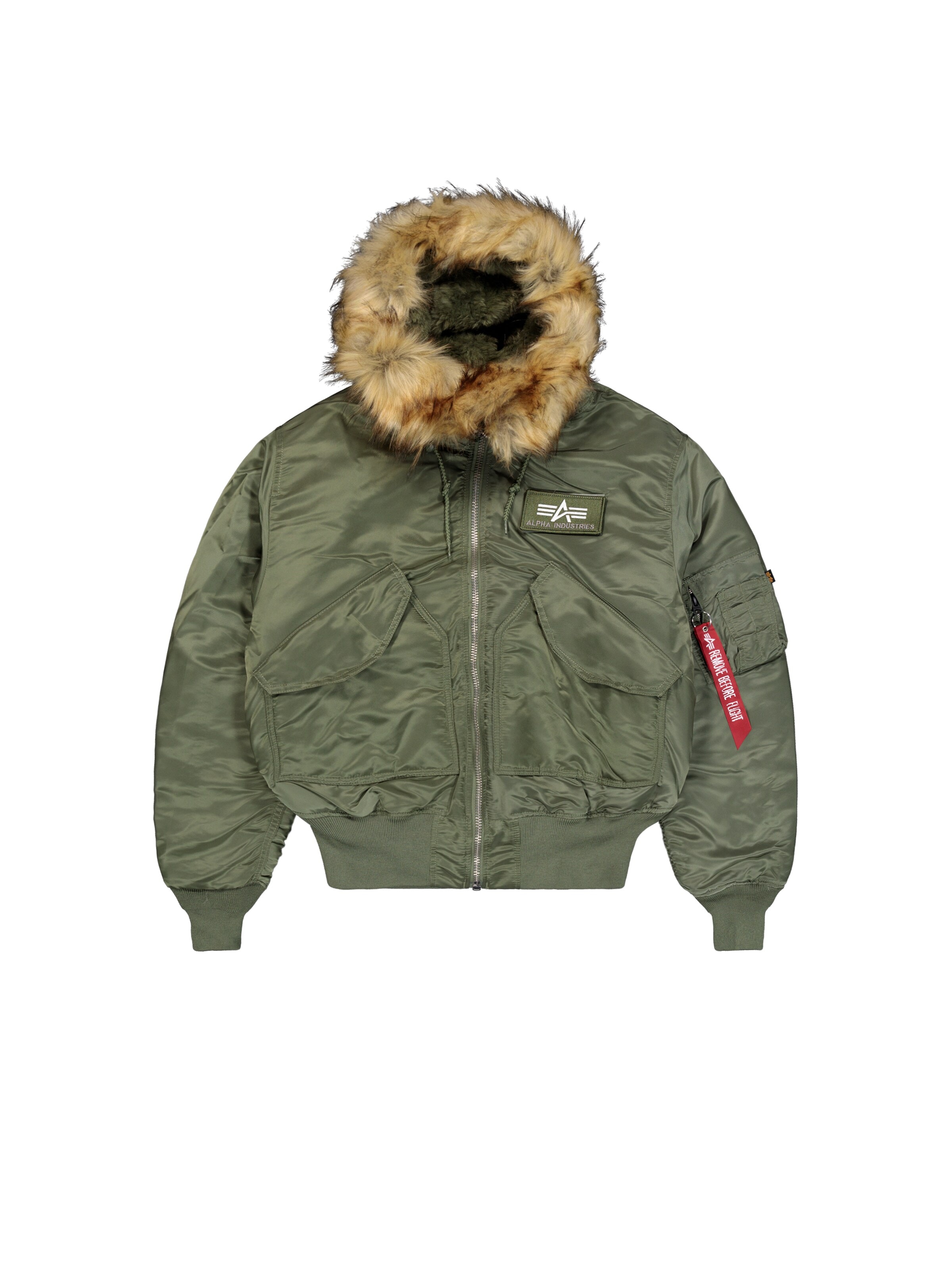 ALPHA INDUSTRIES Winter Jacket '45/P Hooded' in Green: front