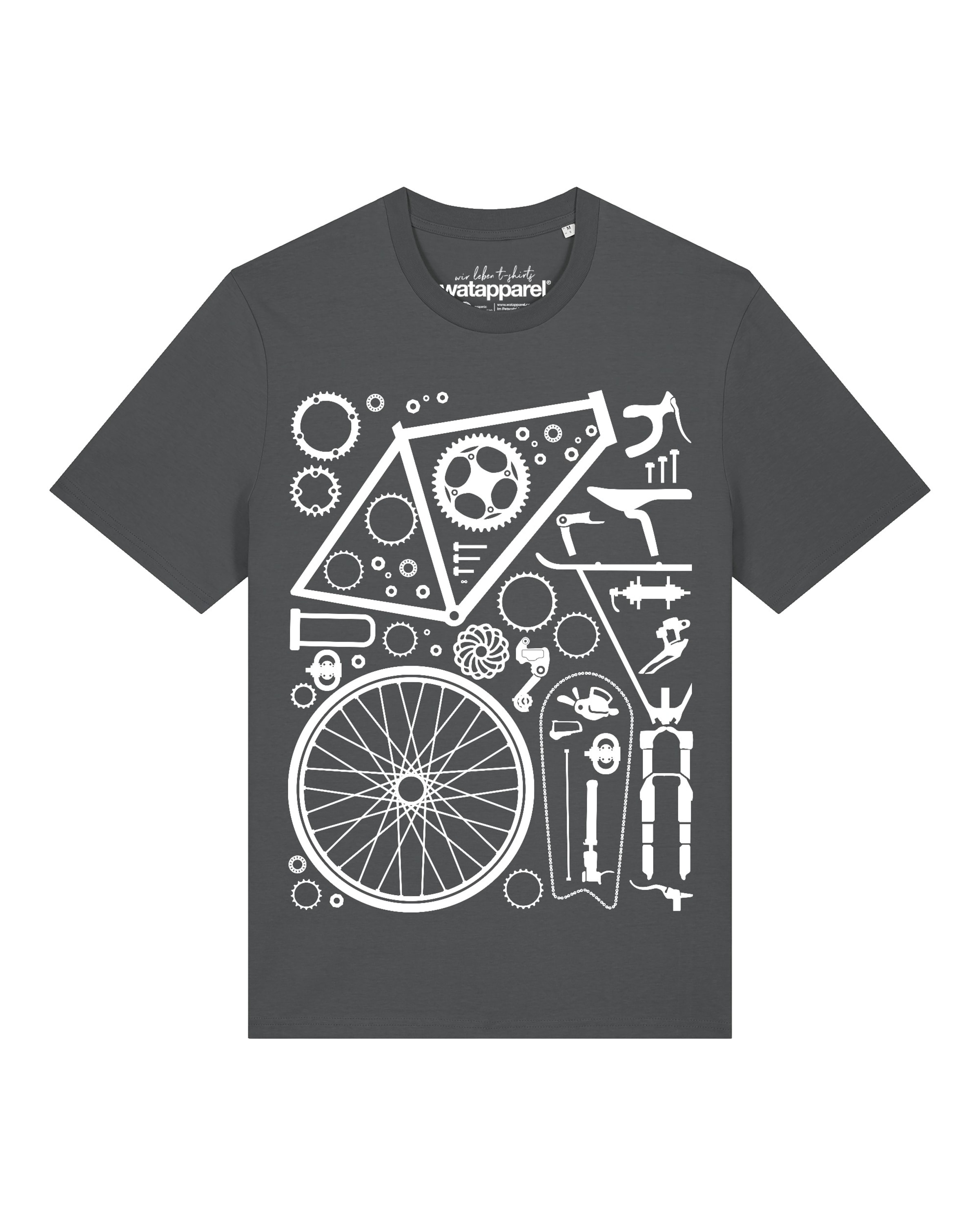 T-Shirt 'Fahrradteile' Watapparel en gris : devant