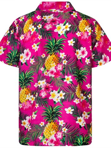 King Kameha Regular Fit Hemd 'Pineapple Flowers' in Pink