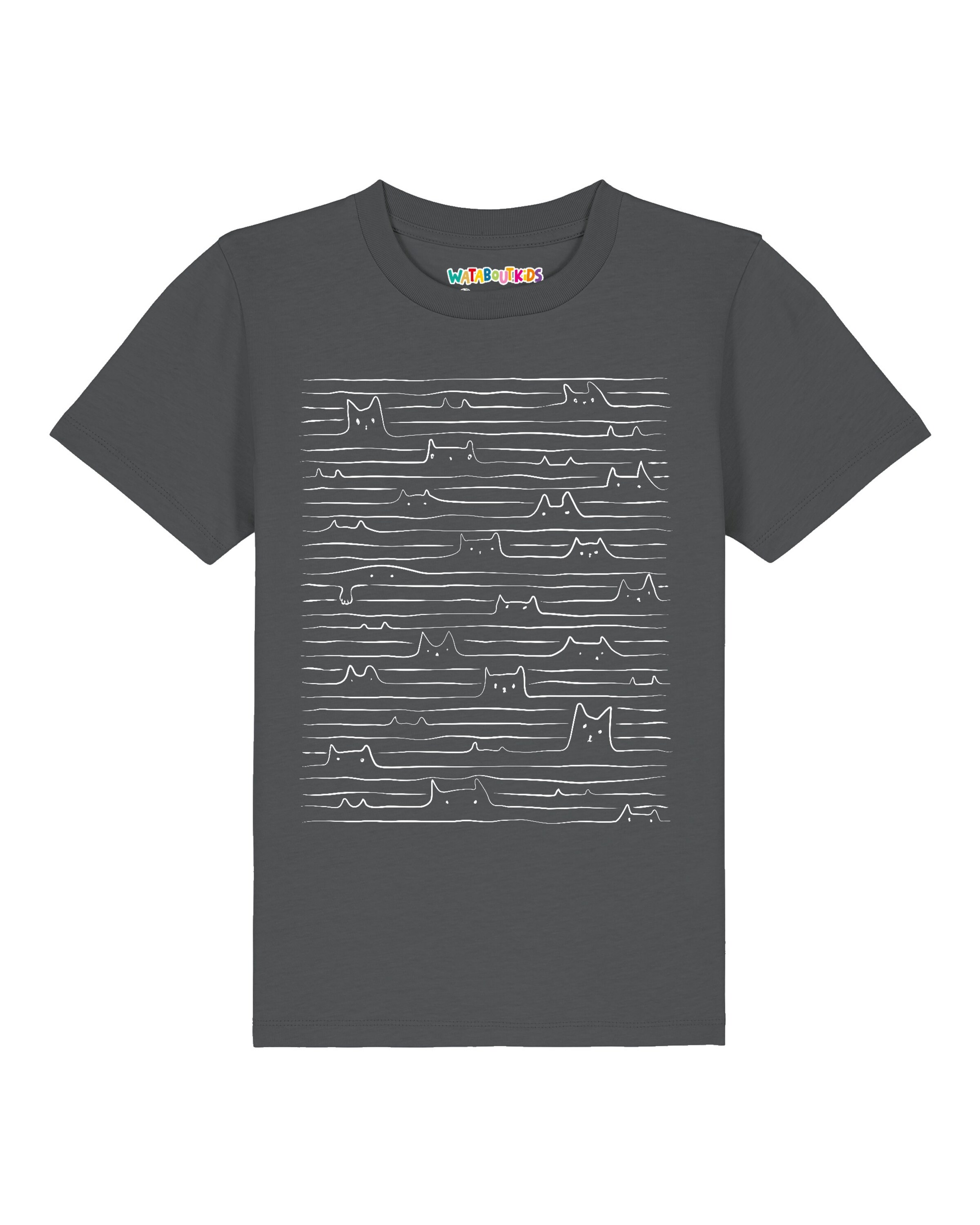 watabout.kids Shirt 'Doodle Cats' in Grey: front