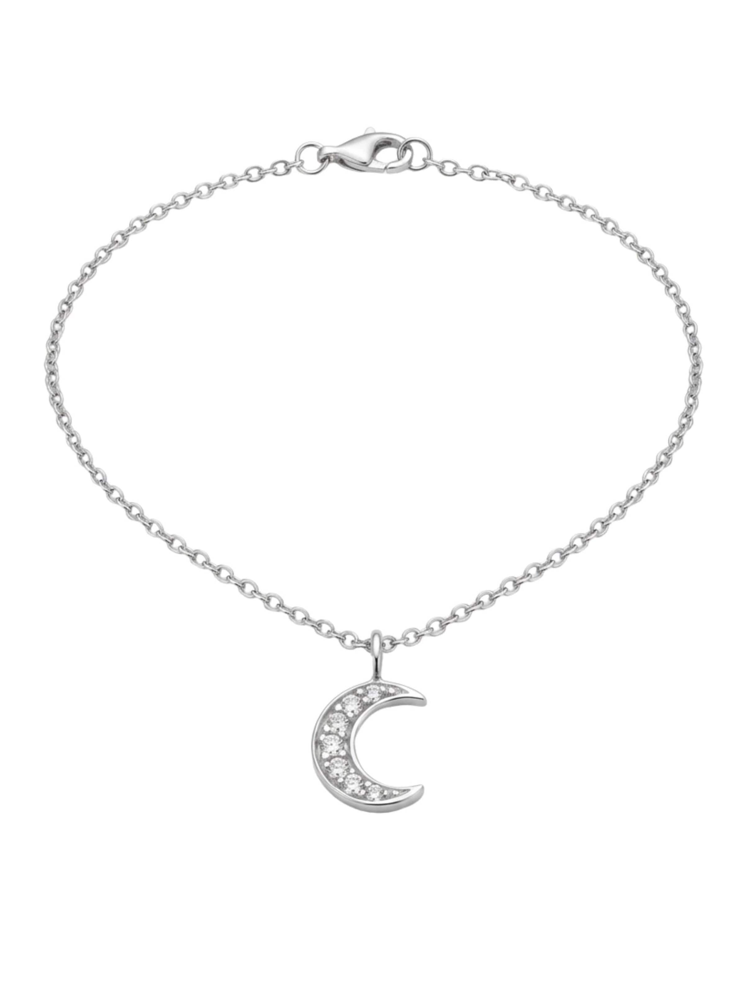 Chaîne 'Silberne Mond-Halskette mit Zirkonia' Maxte en argent : devant