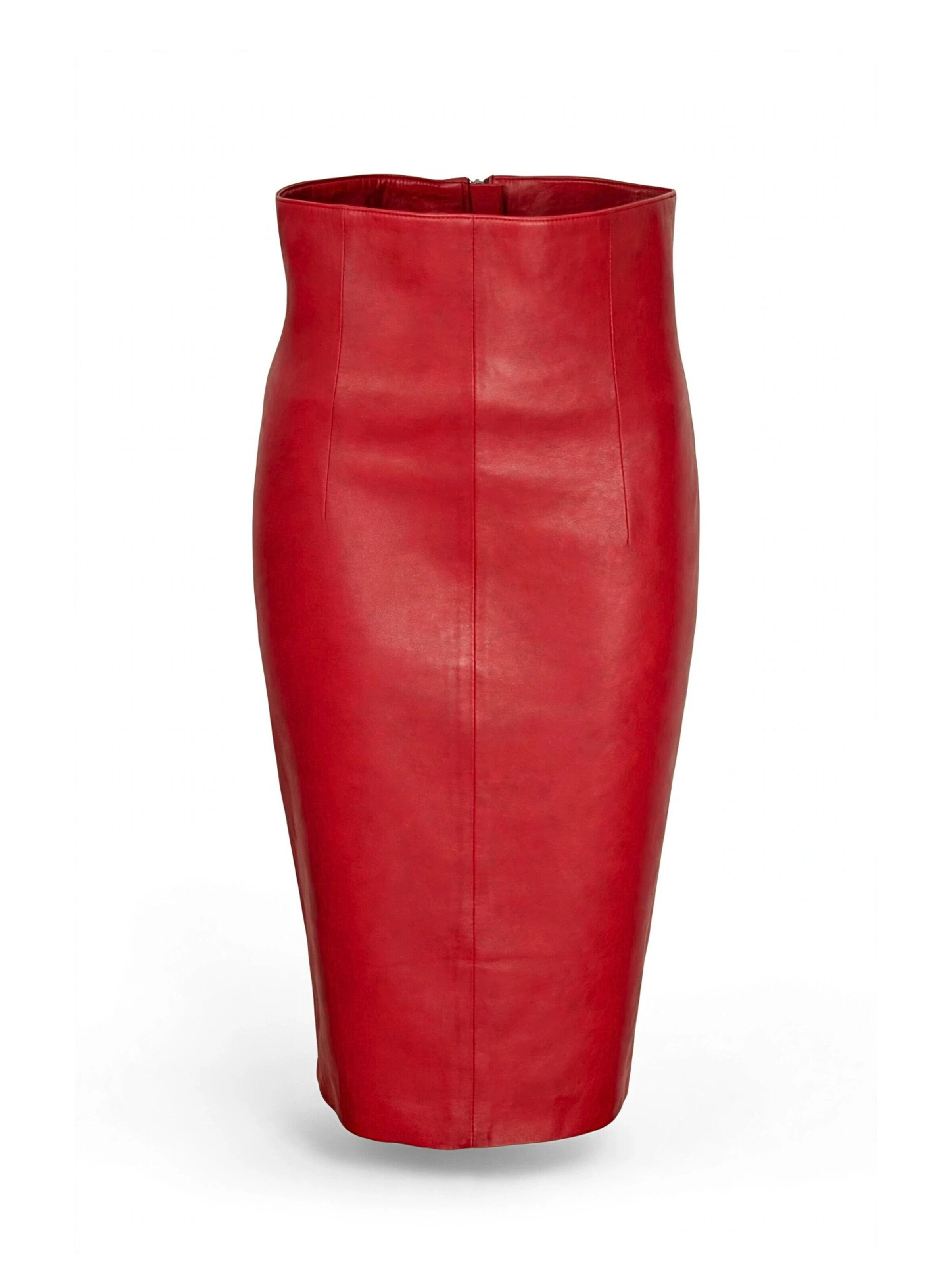 Be  Noble Skirt 'Lederrock Hohe Taille super Echtleder Lammnappa rot' in Red: front