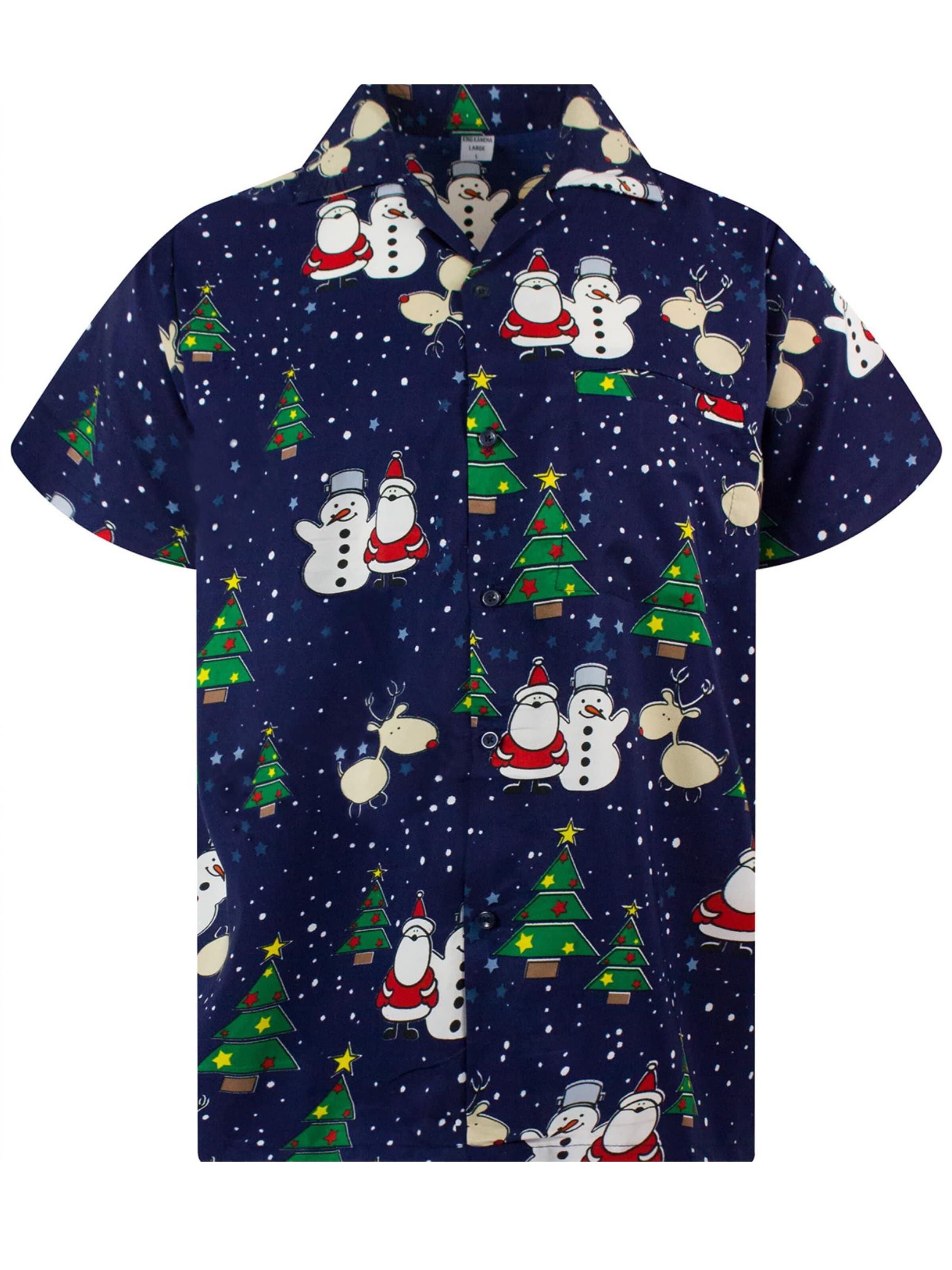 King Kameha Regular Fit Hemd 'Christmas Buddies'‌‌‌‌‌‌‌ in Blau: Vorderseite