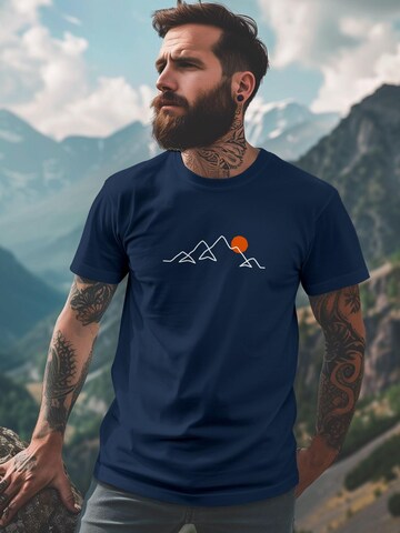 Neverless Shirt 'Berg Linie' in Blue