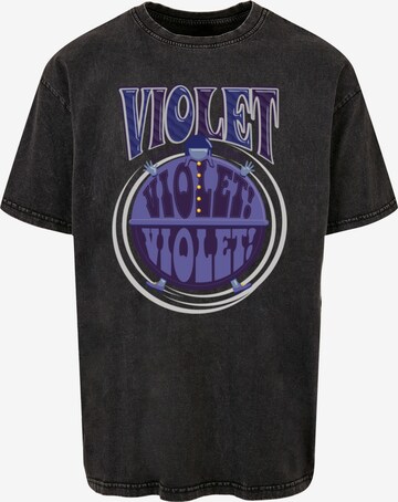 ABSOLUTE CULT Shirt 'Willy Wonka - Violet Turning' in Black: front