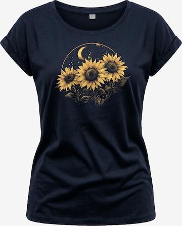 MAKAYA Shirt 'Moon Flower' in Blue: front