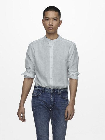 Only & Sons Slim fit Button Up Shirt 'CAIDEN' in Blue