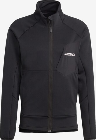 ADIDAS TERREX Athletic Fleece Jacket in Black: front