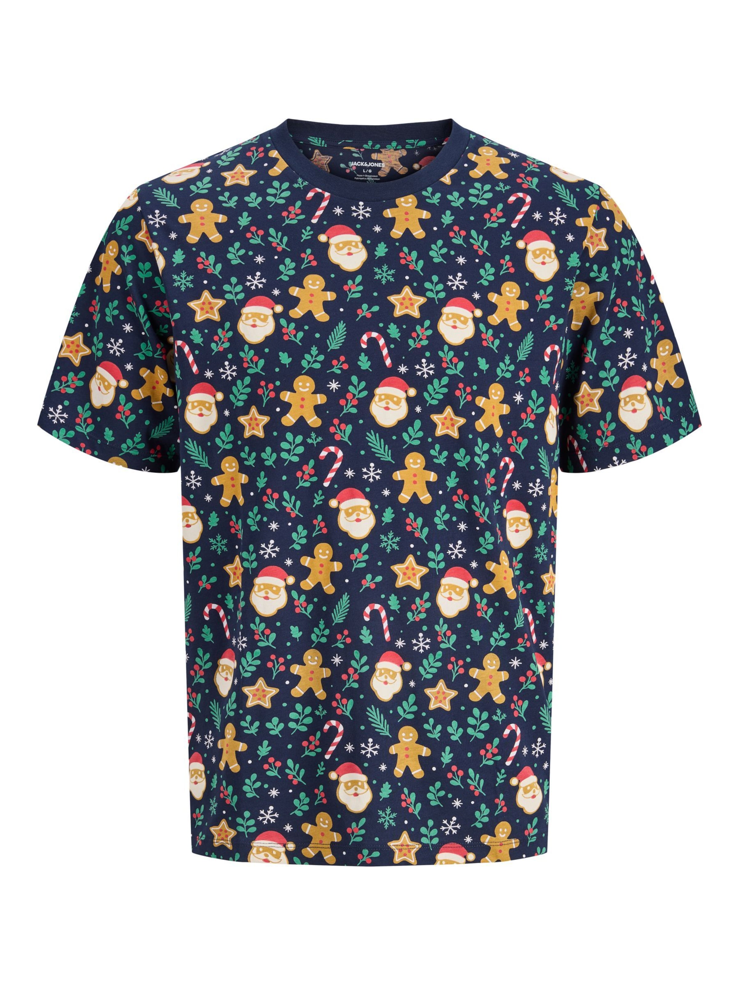 JACK & JONES Póló 'JJBell Xmas' - kék: elől
