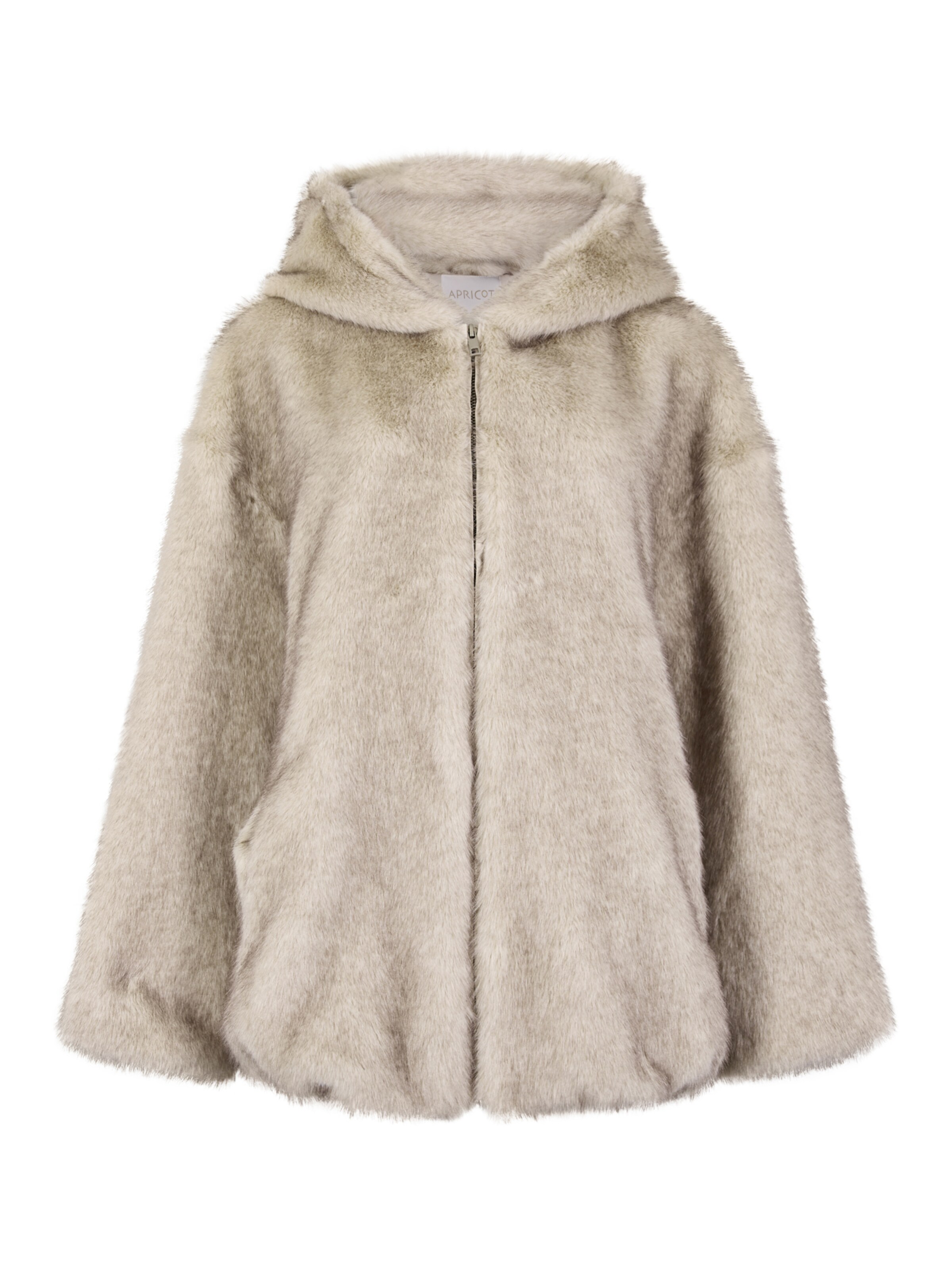 Apricot Soft  Fur Hooded Jacket ' ' in Beige: Vorderseite