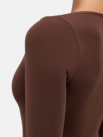 cfab - Body moldeador 'Clean Longsleeve Squareneck Sculpting Bodysuit with Slip' en marrón