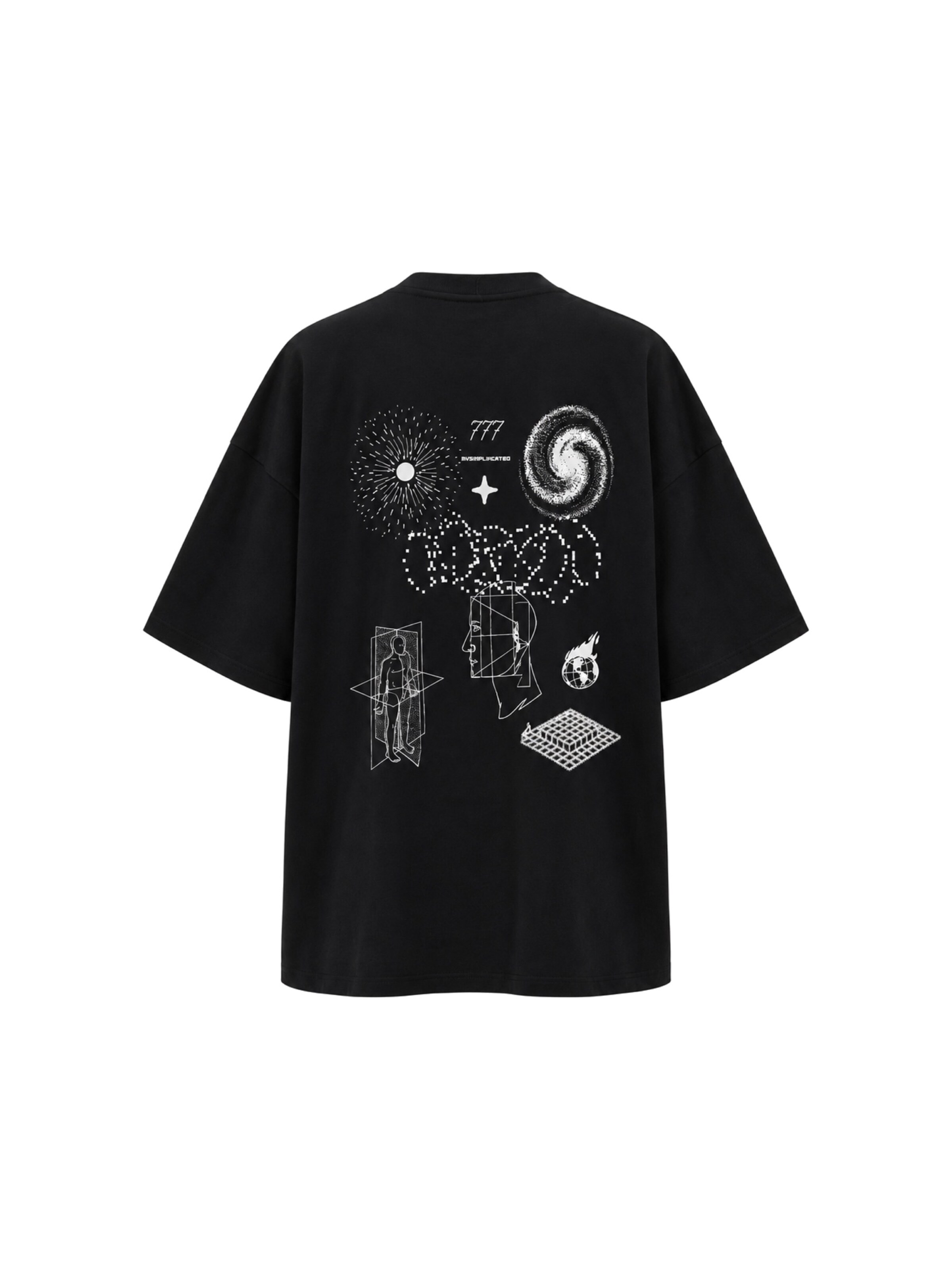 Tricou supradimensional 'Cotton T-shirt 777' de la mysimplicated pe negru: față