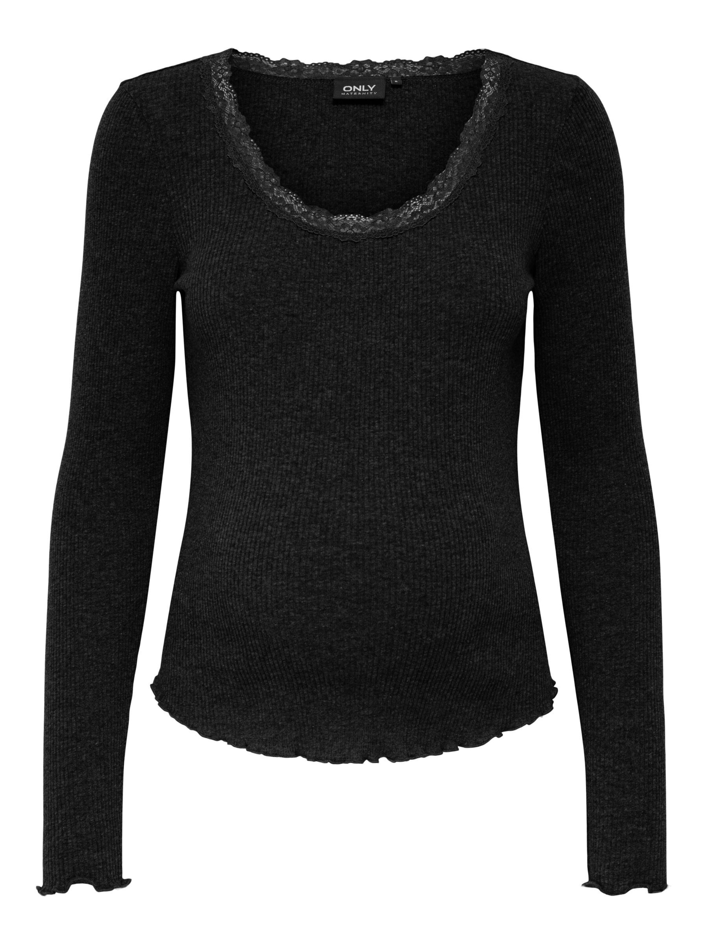 Only Maternity Shirt 'OLMXena' in Zwart: voorkant