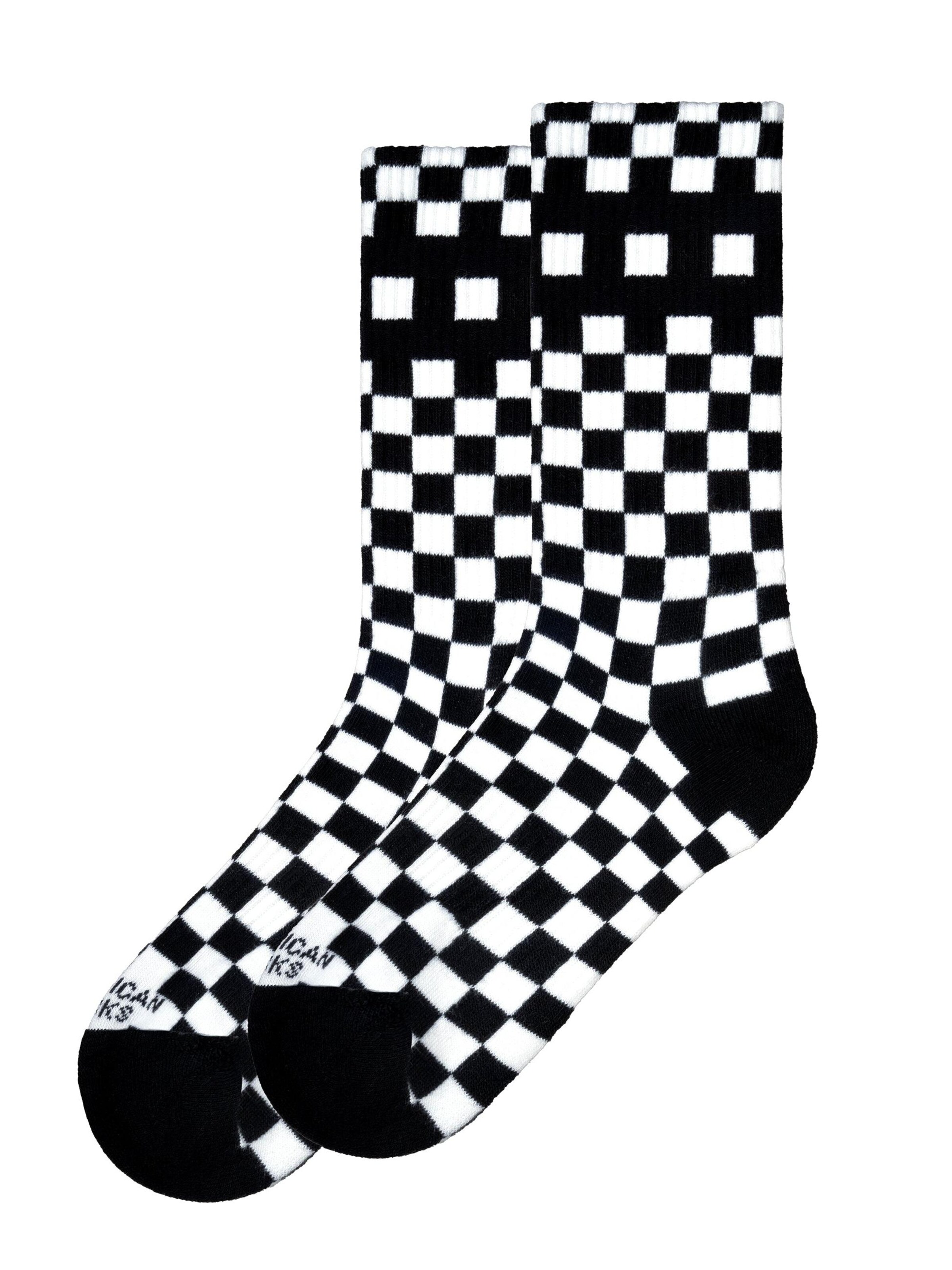 American Socks Socks 'Checkerboard B/W - Mid High' in White: front